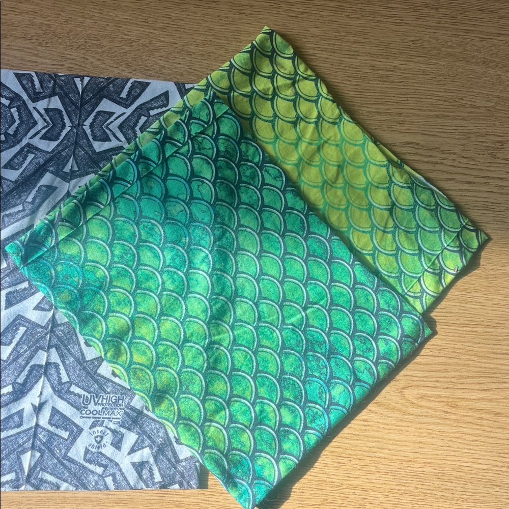 2 Buffs - Coolmax Neckwear - Black and White and Green and Yellow - Picture 3 of 5